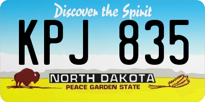 ND license plate KPJ835