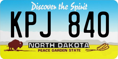 ND license plate KPJ840