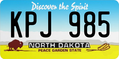 ND license plate KPJ985
