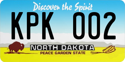 ND license plate KPK002