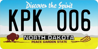 ND license plate KPK006