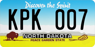 ND license plate KPK007