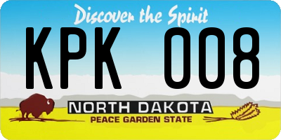 ND license plate KPK008