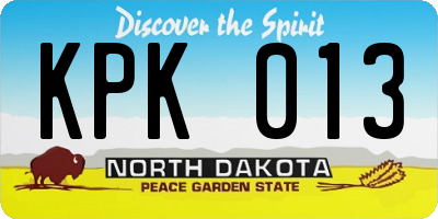 ND license plate KPK013