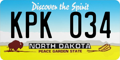 ND license plate KPK034
