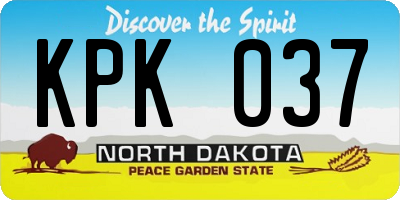 ND license plate KPK037