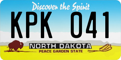 ND license plate KPK041