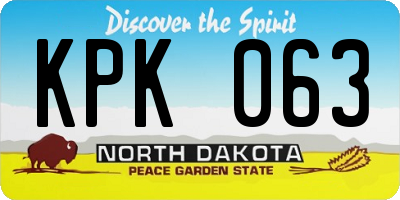ND license plate KPK063