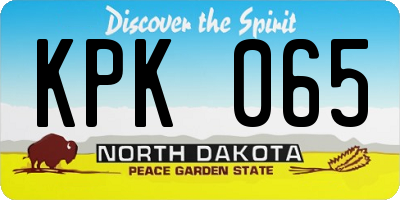 ND license plate KPK065