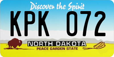 ND license plate KPK072