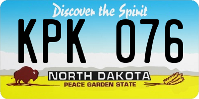 ND license plate KPK076