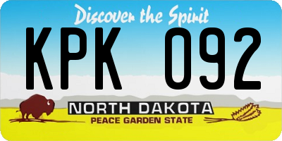 ND license plate KPK092