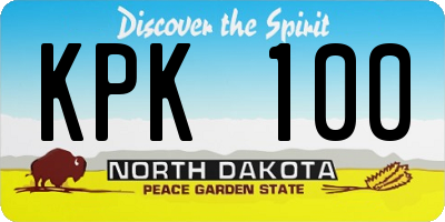 ND license plate KPK100