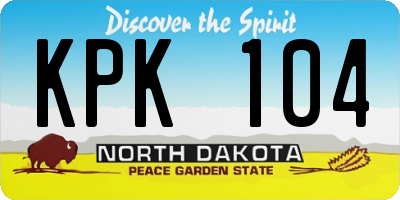 ND license plate KPK104