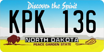 ND license plate KPK136