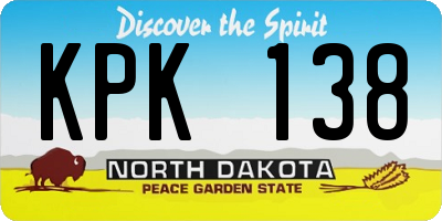 ND license plate KPK138