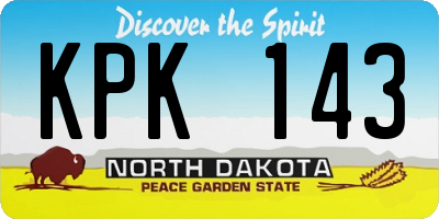 ND license plate KPK143