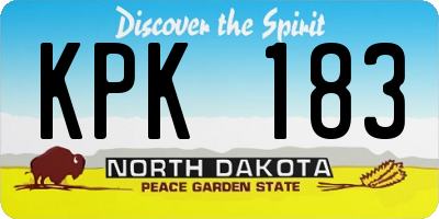 ND license plate KPK183