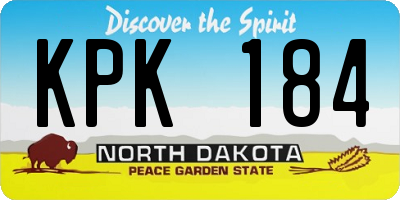 ND license plate KPK184