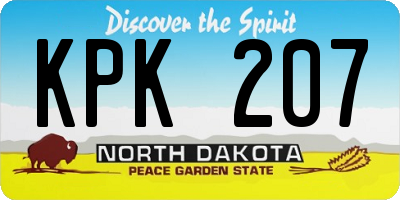 ND license plate KPK207
