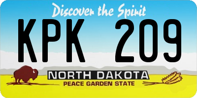ND license plate KPK209