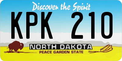 ND license plate KPK210