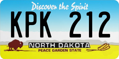 ND license plate KPK212