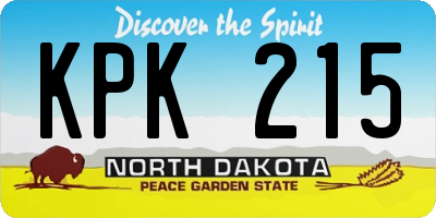 ND license plate KPK215