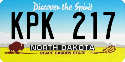 ND license plate KPK217
