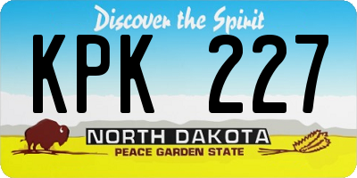 ND license plate KPK227