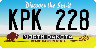 ND license plate KPK228