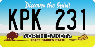 ND license plate KPK231