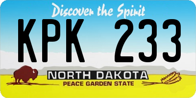 ND license plate KPK233