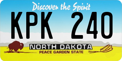 ND license plate KPK240