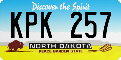 ND license plate KPK257