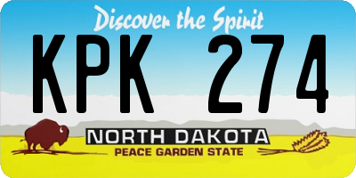ND license plate KPK274