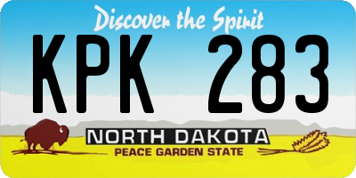 ND license plate KPK283