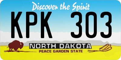 ND license plate KPK303