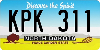 ND license plate KPK311