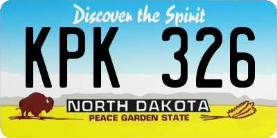 ND license plate KPK326