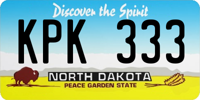 ND license plate KPK333