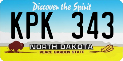 ND license plate KPK343