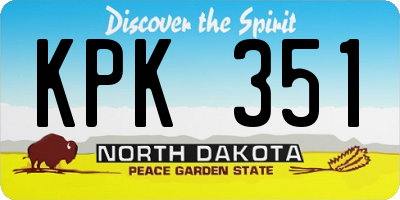 ND license plate KPK351