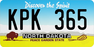 ND license plate KPK365