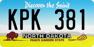 ND license plate KPK381