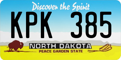 ND license plate KPK385