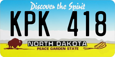 ND license plate KPK418