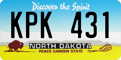 ND license plate KPK431