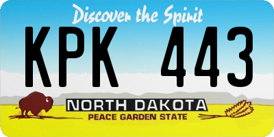 ND license plate KPK443