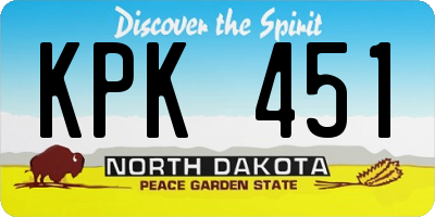 ND license plate KPK451